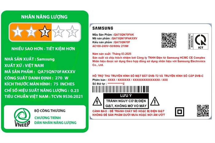 Smart Tivi Neo QLED Samsung AI 4K 75 Inch 75QN70F